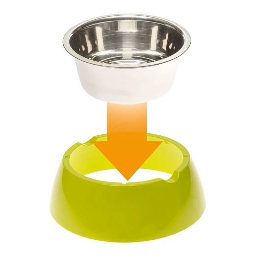 Металлическая миска Ferplast JOLIE L на пластиковой подставке зеленая 1,2л