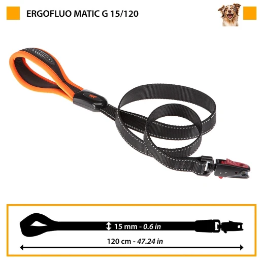 Поводок Ferplast ERGOFLUO MATIC G15/120 оранжевый