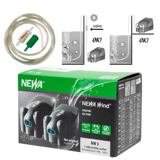 Компрессор аэратор для аквариума Newa Wind NW3 регулируемый на 100-160 л 200 л/ч