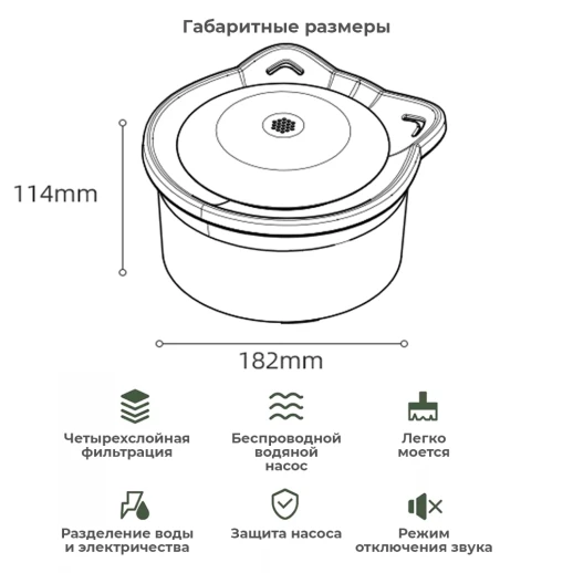 Автопоилка фонтан Petwant W3 1,1 л. для кошек и собак
