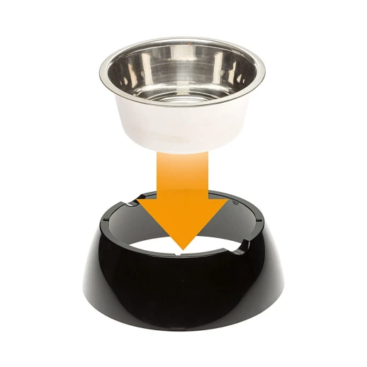 Металлическая миска Ferplast JOLIE M на пластиковой подставке чёрная 0,85л