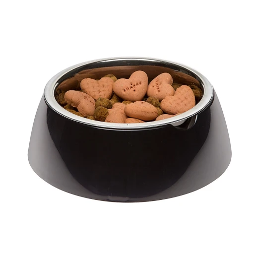 Металлическая миска Ferplast JOLIE M на пластиковой подставке чёрная 0,85л