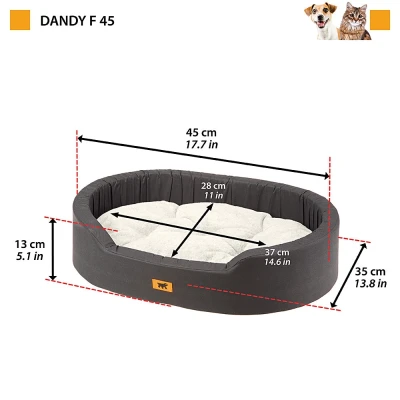 Софа Ferplast DANDY 45 F для собак и кошек Черный с белым мехом