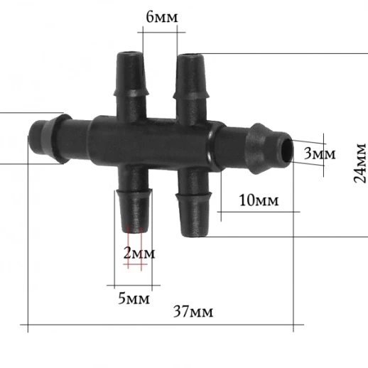 Разветвитель для капельниц на четыре микротрубки 3 мм с двух микротрубок по 6 мм