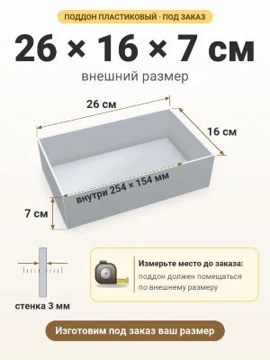 Поддон 26х16х7 см пластиковый из полипропилена, под заказ