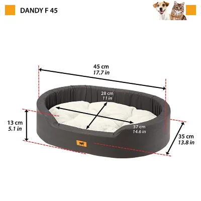 Софа Ferplast DANDY 45 F для собак и кошек Черный с белым мехом