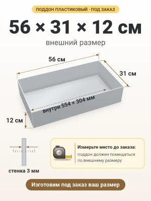 Поддон 56х31х12 см пластиковый из полипропилена, под заказ