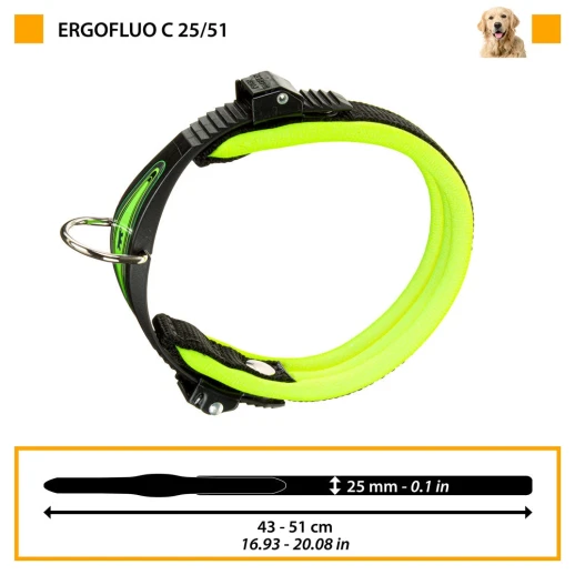 Ошейник Ferplast ERGOFLUO C25/51 с подкладкой и микрорегулировкой оранжевый