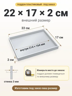 Поддон 22х17х2 см пластиковый из полипропилена, под заказ