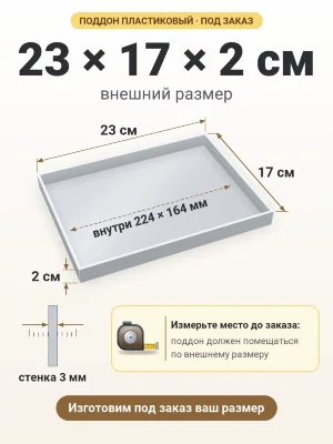 Поддон 23х17х2 см пластиковый из полипропилена, под заказ