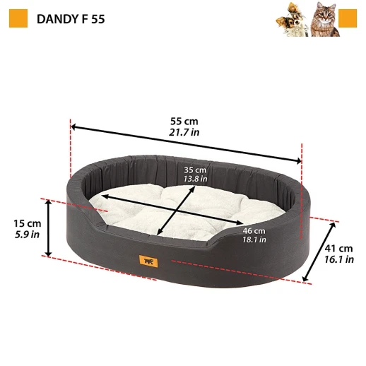 Софа Ferplast DANDY 55 F для собак и кошек Черный с белым мехом
