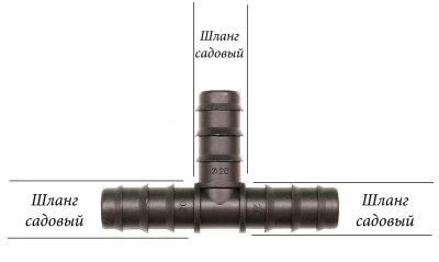 Тройник разветвитель для садовых шлангов на 25мм