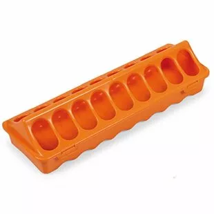 Кормушка-поилка лотковая Gaun 30 см пластик для цыплят оранжевая