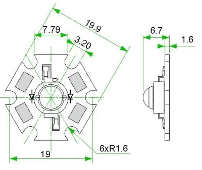 Фито светодиод 3 Вт 850 нм. (ИК спектр) на PCB "звезда"