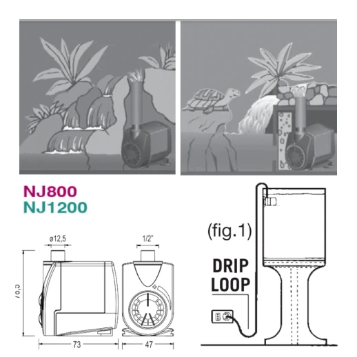 Помпа погружная для аквариума Newa Jet NJ800 многоцелевая 800 л/час