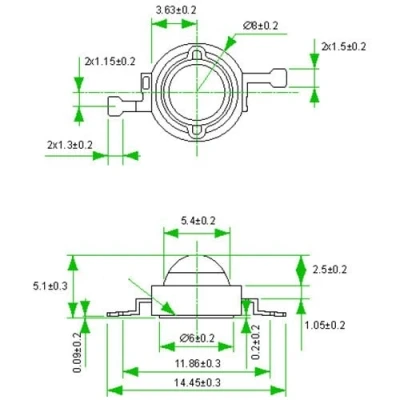 Фито светодиод 3 Вт 455 нм. (синий)