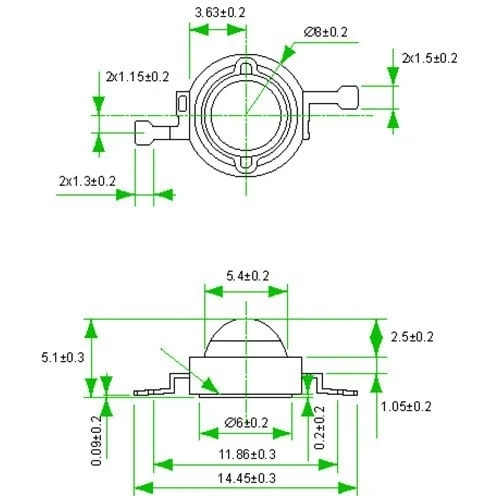Фито светодиод 3 Вт 455 нм. (синий)