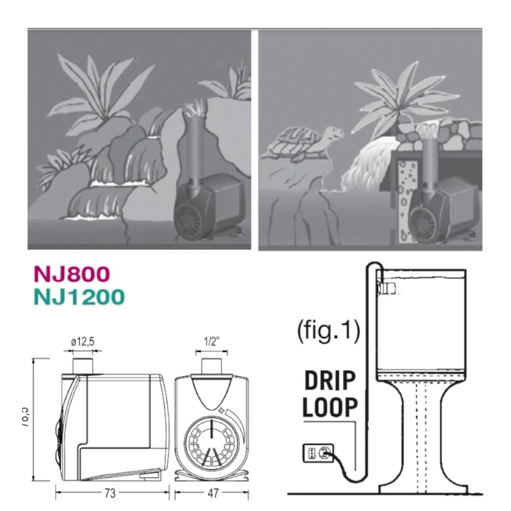 Помпа погружная для аквариума Newa Jet NJ1200 многоцелевая 1200 л/час