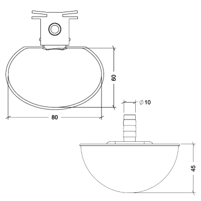 Поилка чашечная Gaun 80 мм пластик с креплением на сетку