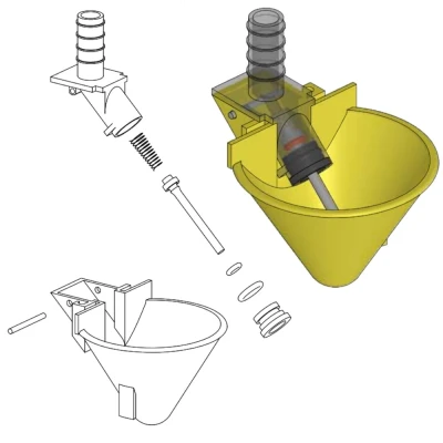 Поилка чашечная Gaun 52 мм пластик с креплением на сетку