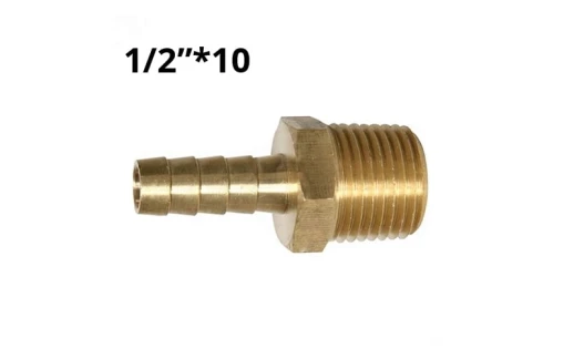 Штуцер латунный внешняя резьба 1/2" на 10мм