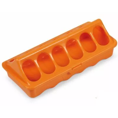 Кормушка-поилка лотковая Gaun 20 см пластик для цыплят оранжевая