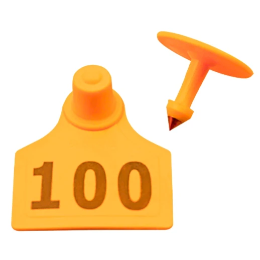 Бирка двойная LSTL для КРС 40*50 мм с номером 100 шт. оранжевая