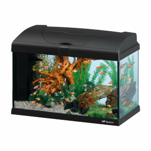 Стеклянный аквариум CAPRI 50 LED, со светодиодной лампой, внутренним фильтром и нагревателем, черный, 40 л