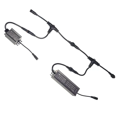 Черный тройник для подключения драйверов к сети 220 вольт