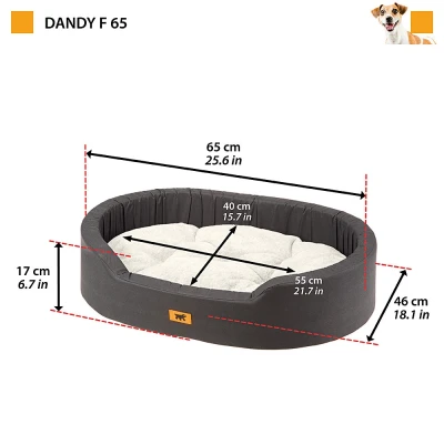 Софа Ferplast DANDY 65 F для собак и кошек Черный с белым мехом