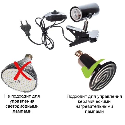 Патрон-прищепка E27 с диммером