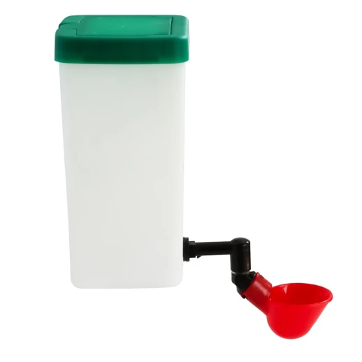 Поилка чашечная с бачком HobbyFarm для кур с креплением на клетку 1 л красная