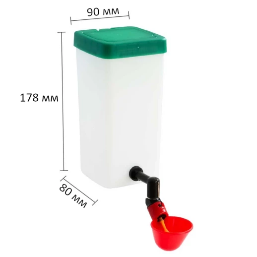 Поилка чашечная с бачком HobbyFarm для кур с креплением на клетку 1 л красная