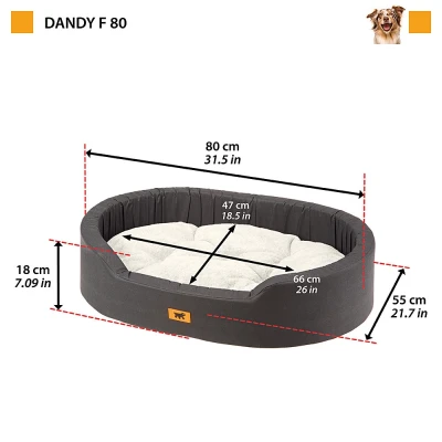 Софа Ferplast DANDY 80 F для собак и кошек Черный с белым мехом