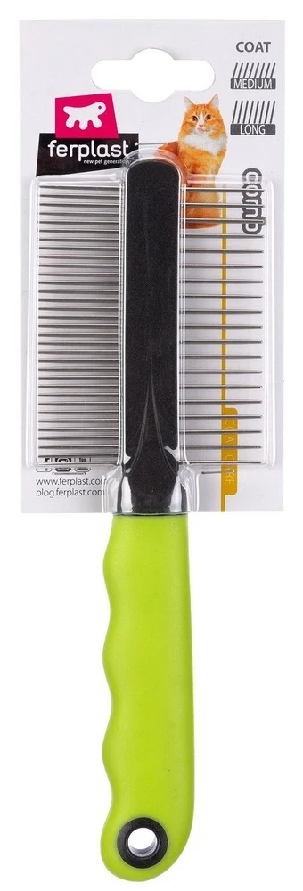 Ferplast GRO 5792 гребень с ручкой двухсторонний для кошек