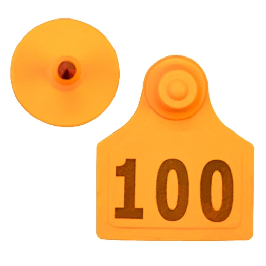 Бирка двойная LSTL для КРС 75*60 мм с номером 100 шт. жёлтая