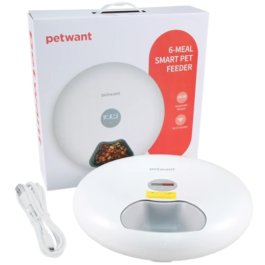 Автокормушка Petwant F6-LCD 6 секций, ж/к дисплей, белая