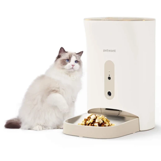Автокормушка Petwant F11-C 4,5 л Wi-Fi для сухого корма с видеокамерой для кошек и собак, бежевая