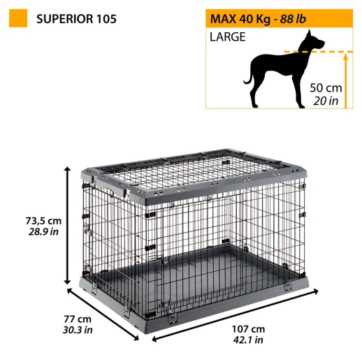 Клетка Ferplast SUPERIOR 105 для собак с пластиковой крышей и поддоном