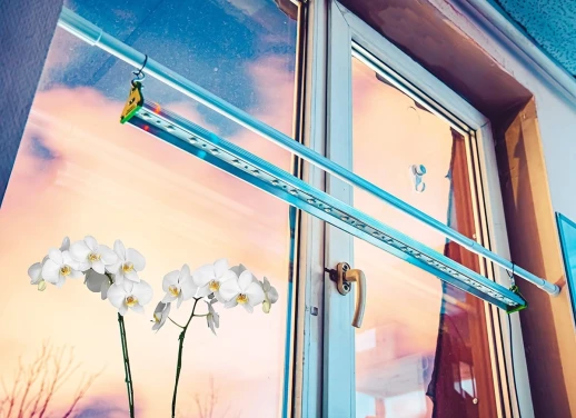 Штанга телескопическая распорная для крепления фитоламп на окно 110-200 см