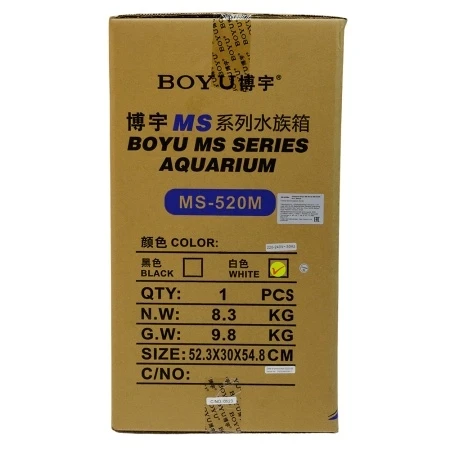 Аквариум Boyu MS-520M 45 л с сенсорным LED светильником и фильтром, белый