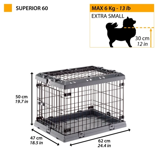 Клетка Ferplast SUPERIOR 60 для собак с пластиковой крышей и поддоном