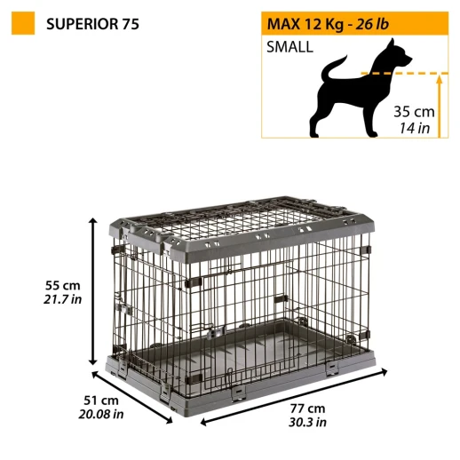 Клетка Ferplast SUPERIOR 75 для собак с пластиковой крышей и поддоном