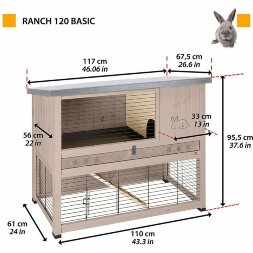 Двухуровневая клетка для кроликов из северной сосны Ferplast RANCH 120 BASIC