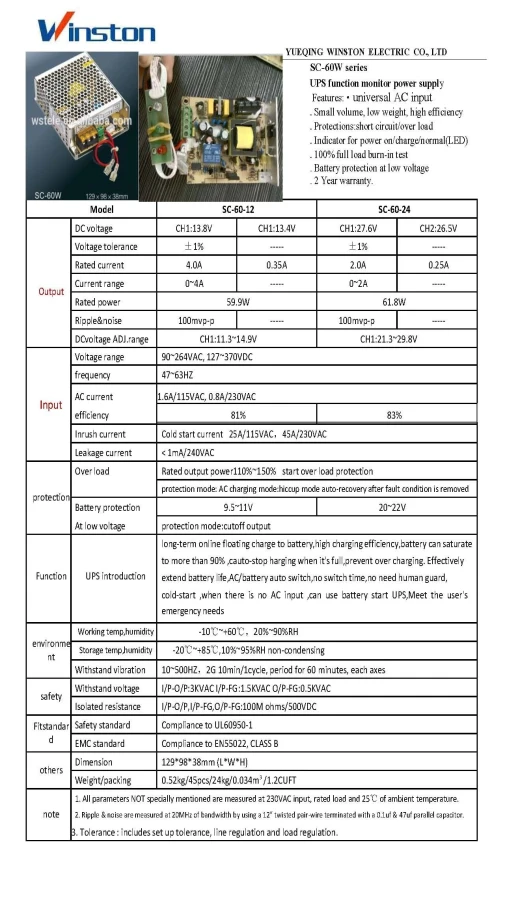 Блок питания 4А с функцией UPS. Мощность 50 Ватт.