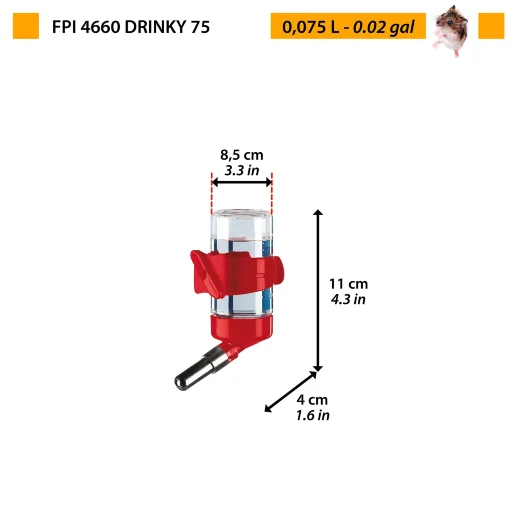 Поилка-шарик Ferplast DRINKY 75 куб. см. с креплением для грызунов