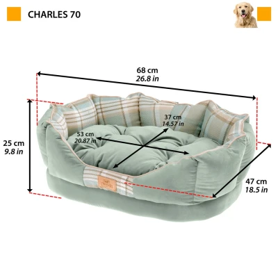 Софа Ferplast CHARLES 70 коричневая с двухсторонней подушкой