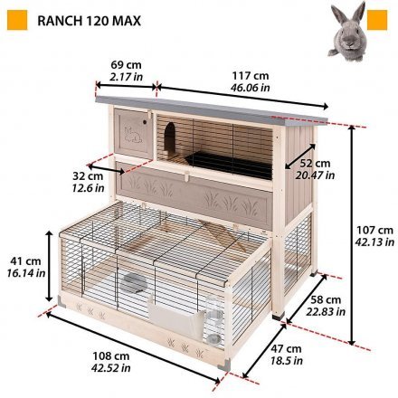 Двухэтажная деревянная клетка для кроликов Ferplast RANCH 120 MAX