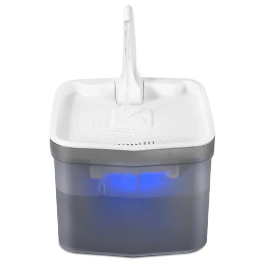 Автопоилка фонтан Petwant PW-111 2 л с подсветкой и краном для кошек и собак серый