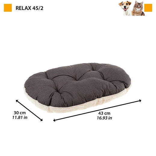 Подушка мягкая Ferplast RELAX 45/2F для собак и кошек Черный с белым мехом